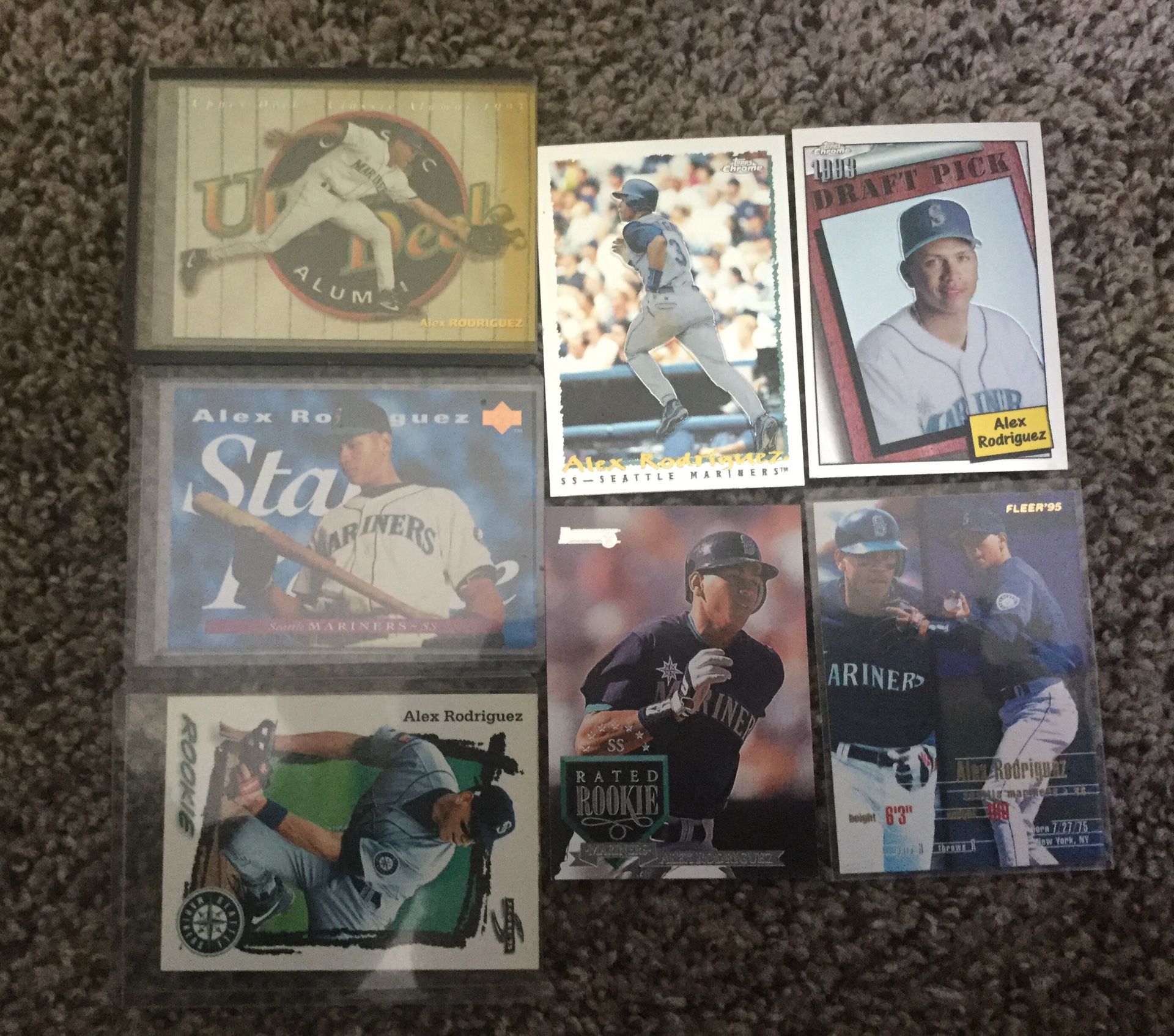 Seven Alex Rodriguez Baseball cards