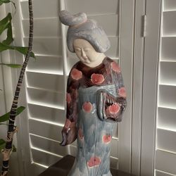 Antique Asian Glazed Koman Statue