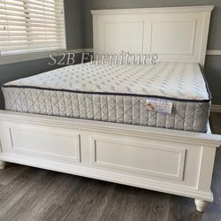 Ck White Alina Bed With Ortho Mattress Included!!