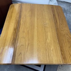 Solid Oak Drop-Leaf Coffee Table With Spoon Feet