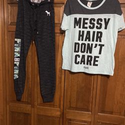 Women’s Victoria’s secret’s pink women’s size xs pants, small tee