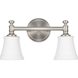 Brushed Nickel 2-Light Wall Sconce with Frosted Glass Shades