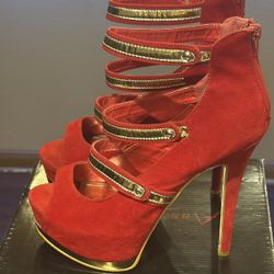 Red-Gold Stiletto Heels size 10 / Good Condition without box