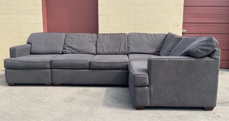 Gray Fabric L-Shaped Sectional Sofa