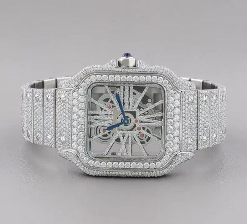 VVS Moissanite Full Bustdown Skeleton Watch (Passes Tester)