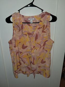 Nine West Floral Tie-Front Sleeveless Blouse – Size Small