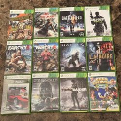 Xbox 360 - 11 game lot - Borderlands Battlefield Farcry Halo Tomb Raider LA Noire PGR Call of Duty