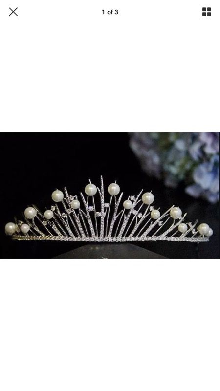 Royal Collection Elegant bridal headpiece pearl crystal rhinestones tiara crown prom