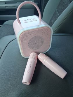 Small bluetooth karaoke speaker and microphones