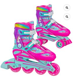 Roller Derby Sprinter Girl's 2-in-1 Quad Roller and Inline Skates Combo, Unicorn, Small (Size 12-2)