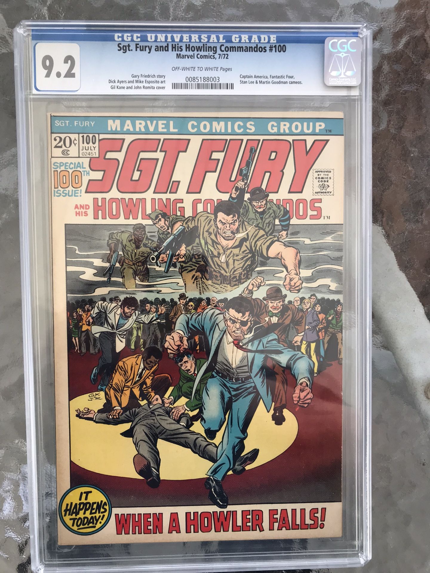 Sgt. Fury and His Howling Commandos #100 (1972) CGC 9.2 — O/w To White Pages