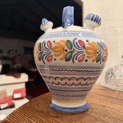 Botijo Hand-painted Water Pitcher, Made in Spain 11 3/4” Tall