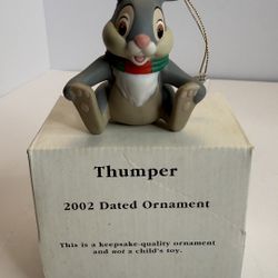 Vintage Disney Grolier Collection 2002 Thumper Bambi  Ceramic Christmas Ornament