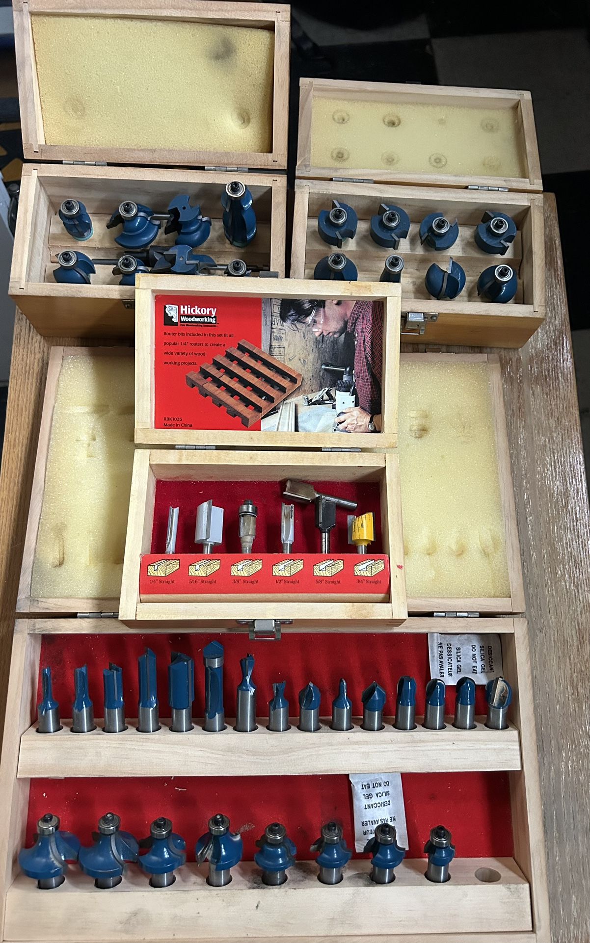 Boxed Woodline Inc (3) And (1) Hickory Woodworking Router Bits 