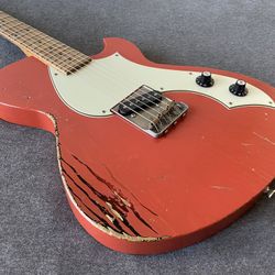 Novo Solus F1, Fiesta Red Over '64 3-Tone Burst, Fralin Tele Pickup, Mint with COA!