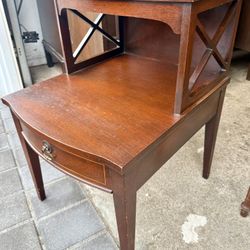 One Mahogany 2 Tier Single Drawer End Table