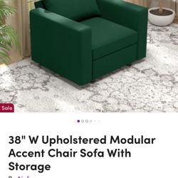  2 Sofa Set 38" W Upholstered Modular Accent Chair Sofa With Storage