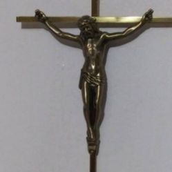 METAL BRASS - PEWTER CRUCIFIX 10"×5"