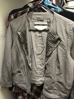 TopShop Gray Studded Leather Jacket