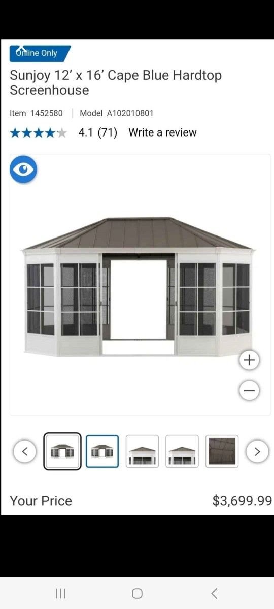 Sunjoy 12x16 Cape Blue Hardtop New Sealed Boxes