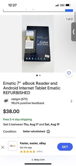 Ematic 7 Color Ebook Reader W/video Pla