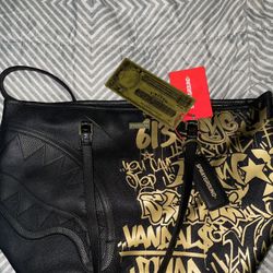 sprayground limited edition gold tote