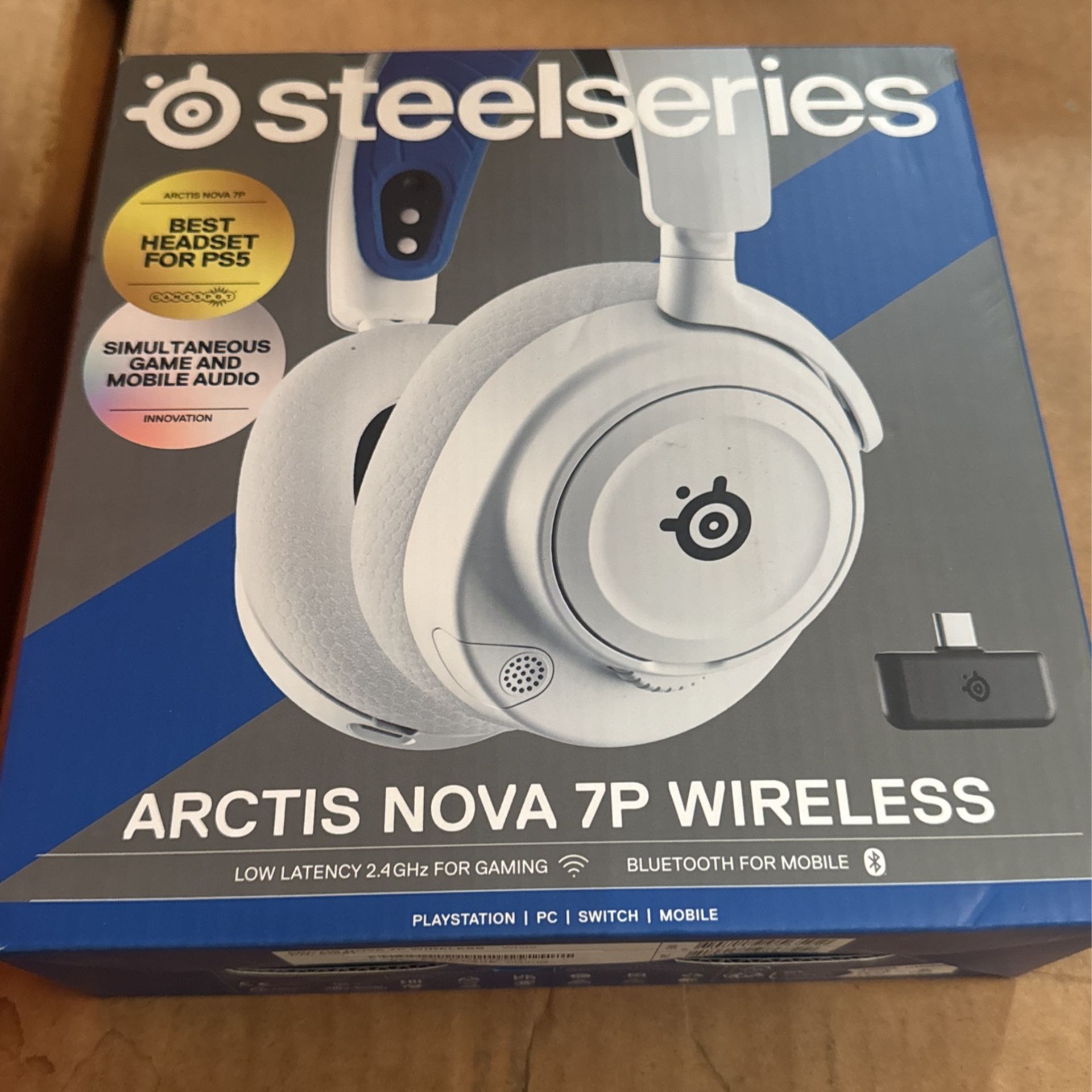 SteelSeries Arctis Nova 7P Wireless Multi-Platform Gaming Headset — Neodymium Magnetic Drivers — 2.4GHz + Bluetooth — 38Hr USB-C Battery — Gen2 AI Mic