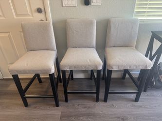 Set of 3 Upholstered Bar Stools