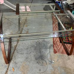 Two Tier Glass And Wood Desk