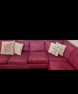 Red sectional sofa with chaise