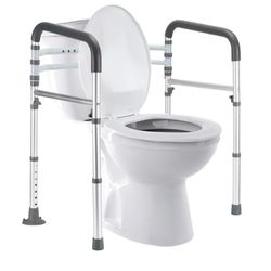 9754: New Toilet Safety Rails, Adjustable Toilet Frame for Elderly, Seniors, Handicap & Disabled, Foldable Handicap Toilet Handles Fit Any Toilets 