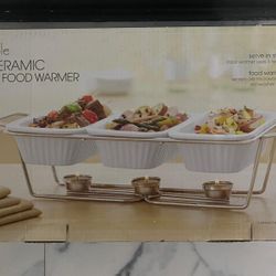 Triple Ceramic Food Warmer 3-Piece 