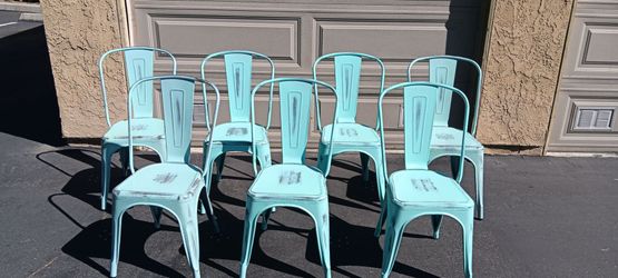 Bristel Blue Metal Dining Chairs 8