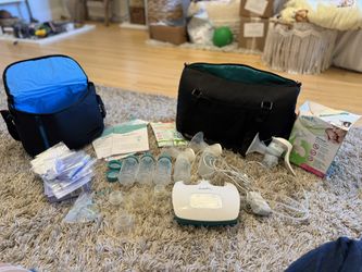 Double Electric Pump AND Manuel Pump w/ Storage Bags & Carrying Case