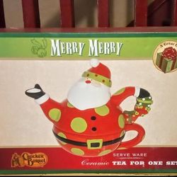 Cracker Barrel Christmas Santa Teapot Tea For One 