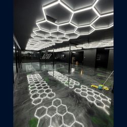 Ceiling Hexagon Led Light  14 Hex  White  LED  15.8feet X 8feet 