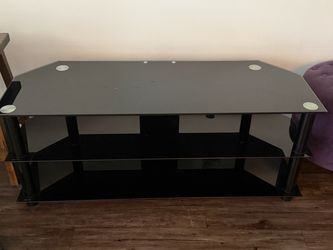 3-Tier Black Glass TV Stand