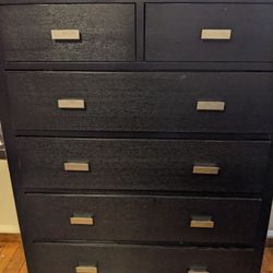 Black Wood Dresser with Side Table /IF STILL POSTED, STILL AVAILABLE/Cash & Pickup Only