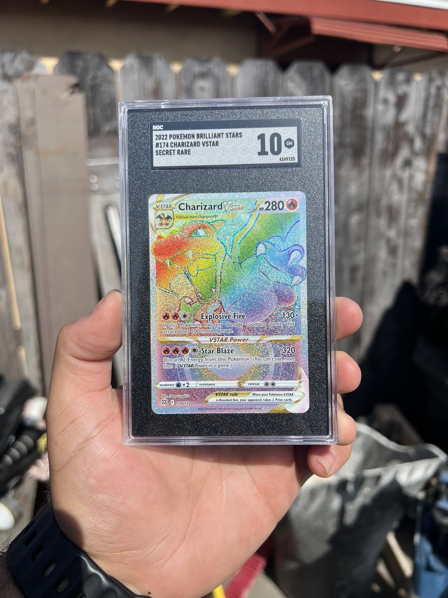 🔥Charizard VSTAR Rainbow Secret Rare 174/172 Pokemon Brilliant Stars SGC10🔥