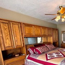 Big Bed And Dresser Mirror 