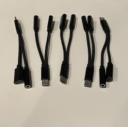 Wholesale 5-Pack USB-C to 3.5mm Audio + USB-C Charging Adapter Dongle – 5” Braided Cable