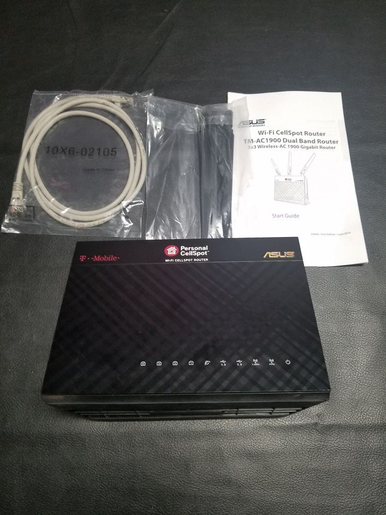 Opem Box T-Mobile Asus TM-AC1900 Dual Band Wireless Router Personal Cellspot. Tested and eorks fine. (DOES NOT COME WITH POWER ADAPTER!)