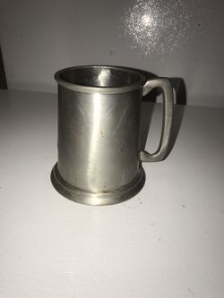 Antique Pewter Beer Mug /w Clear Bottom