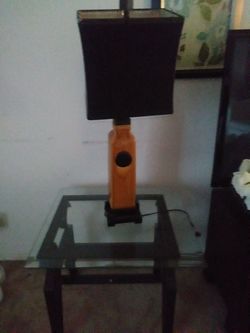 Glass table and lamp
