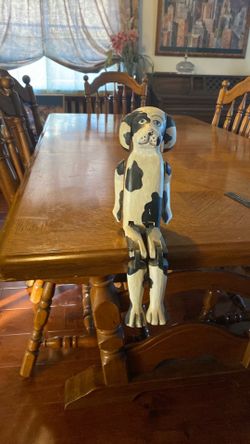 VTG Folk Art Hand Carved Dog Wood Shelf Sitter Jointed Hand Painted