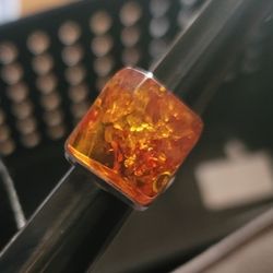 Baltic  AMBER STERLING SILVER RING 7.5