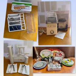 Kitchen Stuff (Plates, Glasses, Grater Set, Popcorn Machine, Veggie Slicer)