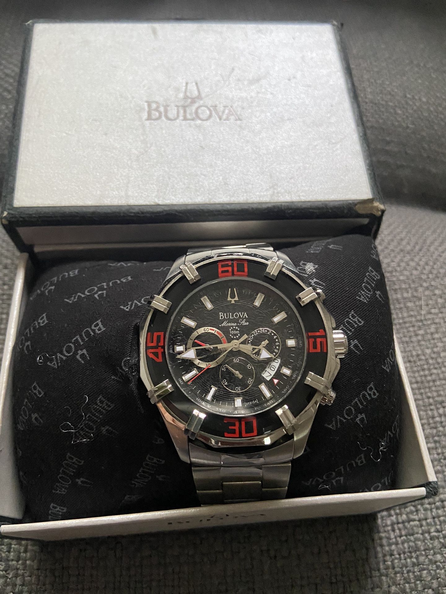 Bulova Steel Solano Marine Star Chrono Black Dial Mens 96b154