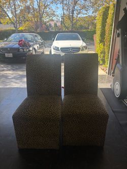 Pair of Leopard Print Slipper Chairs