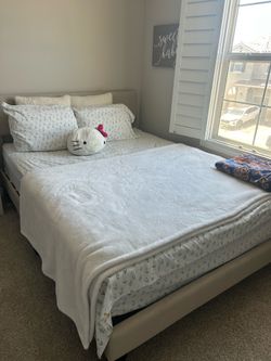 Cream/Beige Queen Bed Frame
